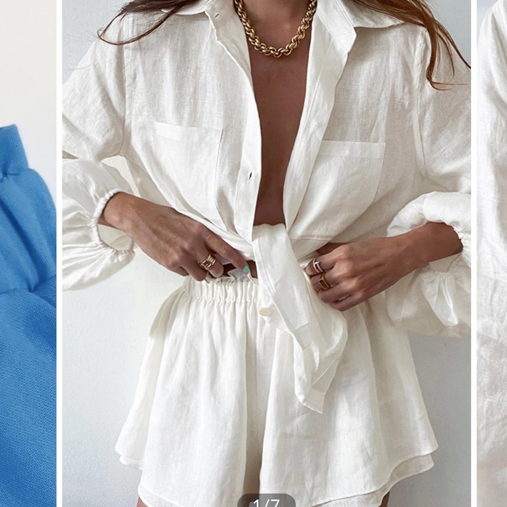 Off-white Aegean two piece short set cotton/linen